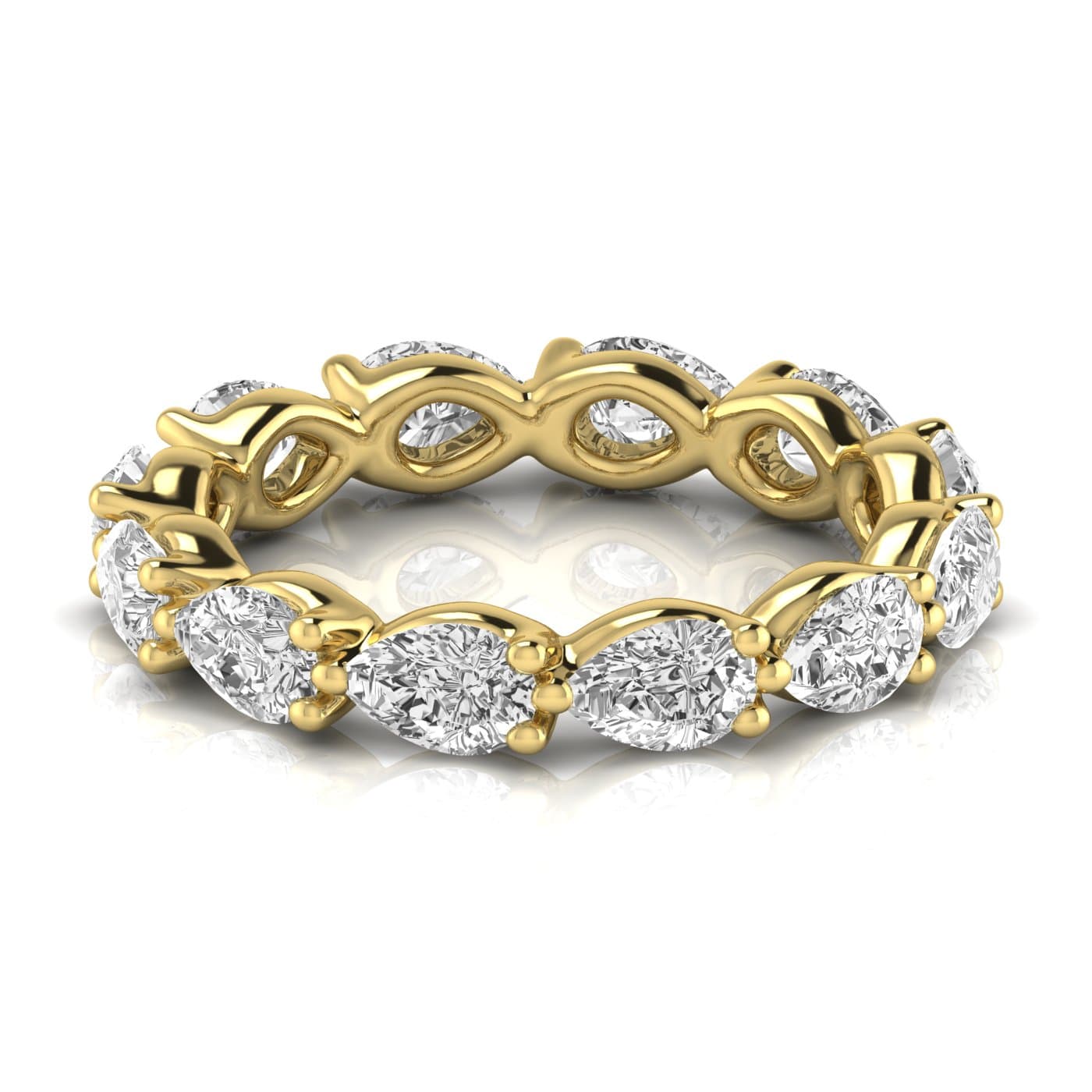 Full Eternity Pear Diamond Wedding Band (3 ct. tw.), Side view in yellow gold