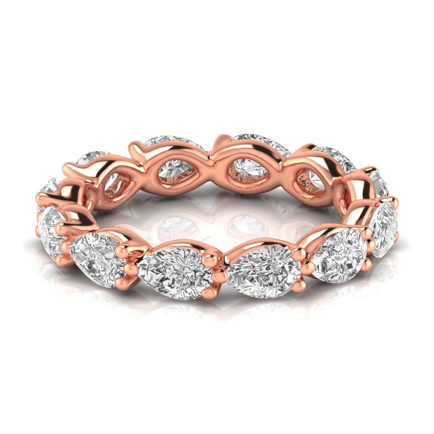 Full Eternity Pear Diamond Wedding Band (3 ct. tw.), Side view in rose gold