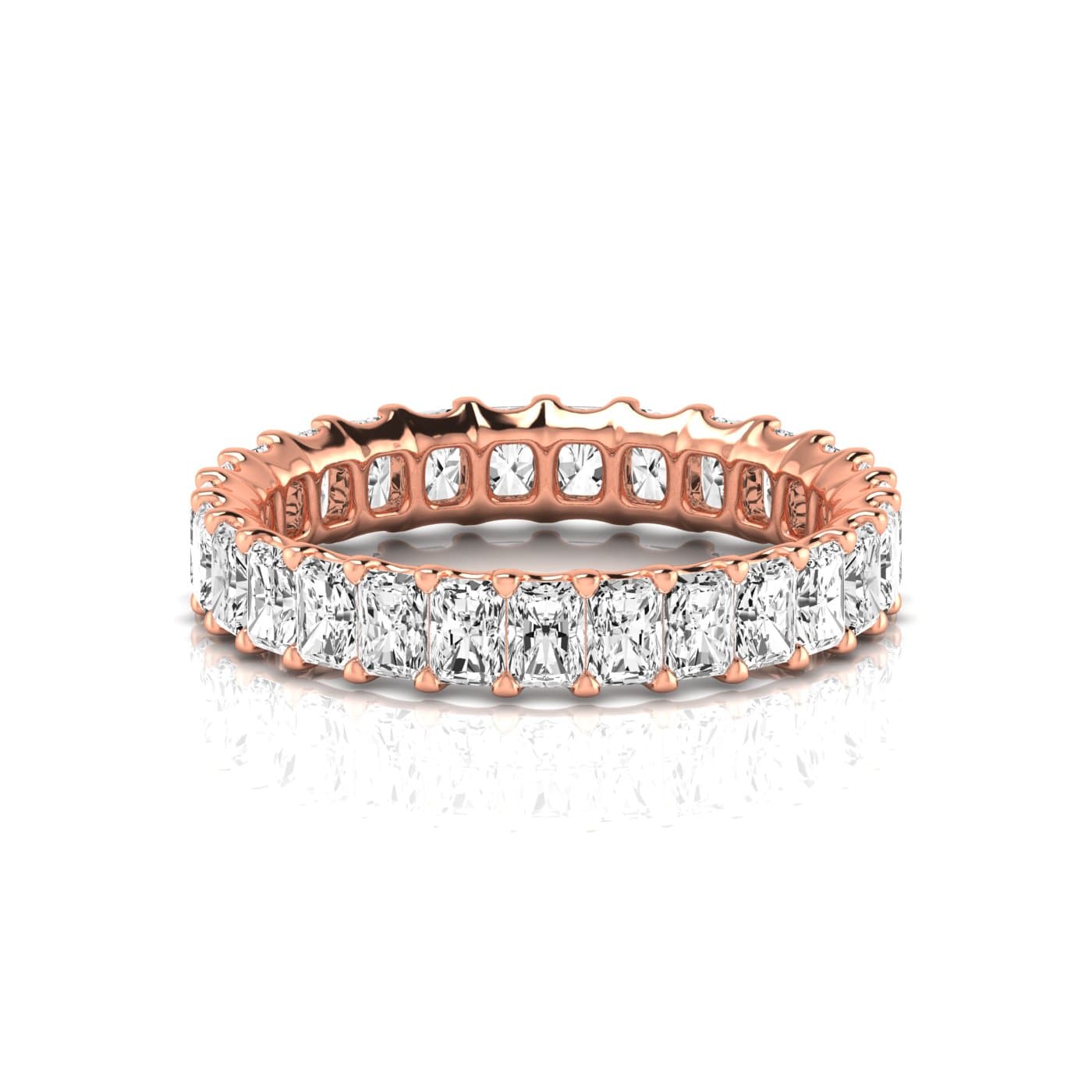 Full Eternity Radiant Diamond Wedding Band (2.7 ct. tw.), Side view in rose gold