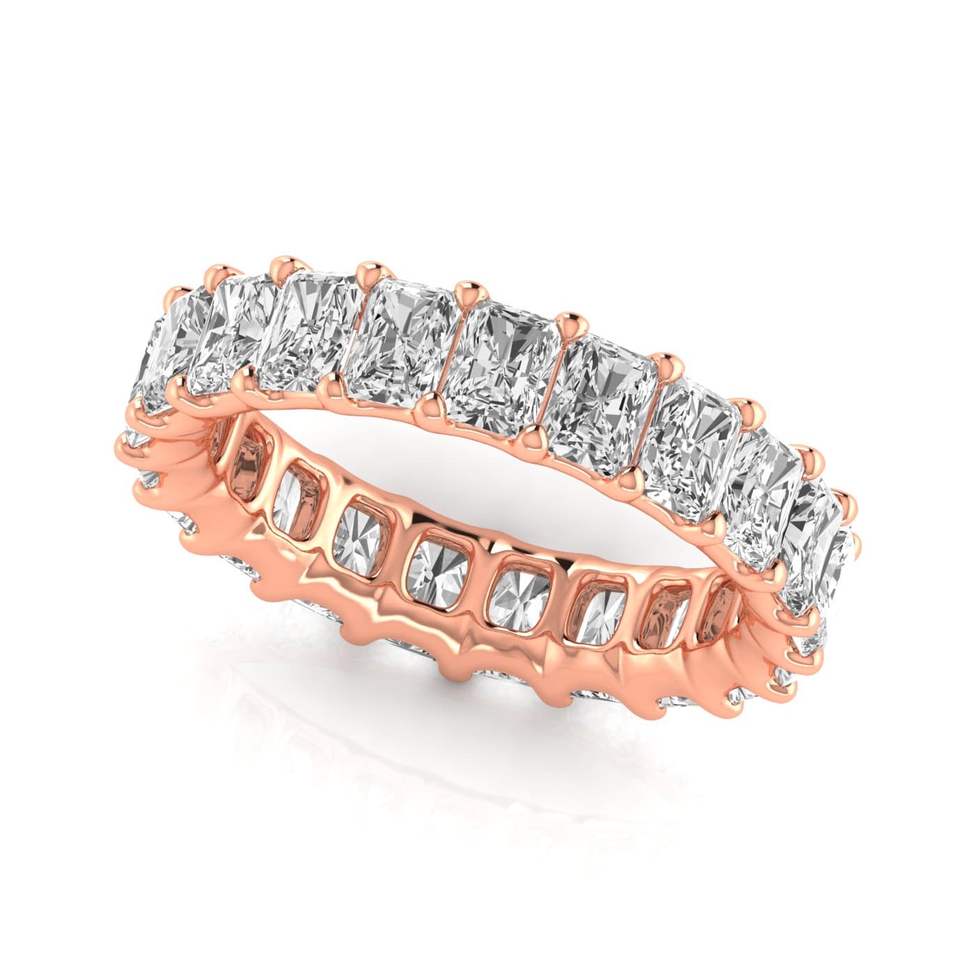 Full Eternity Radiant Diamond Wedding Band (5 ct. tw.), Front view in rose gold