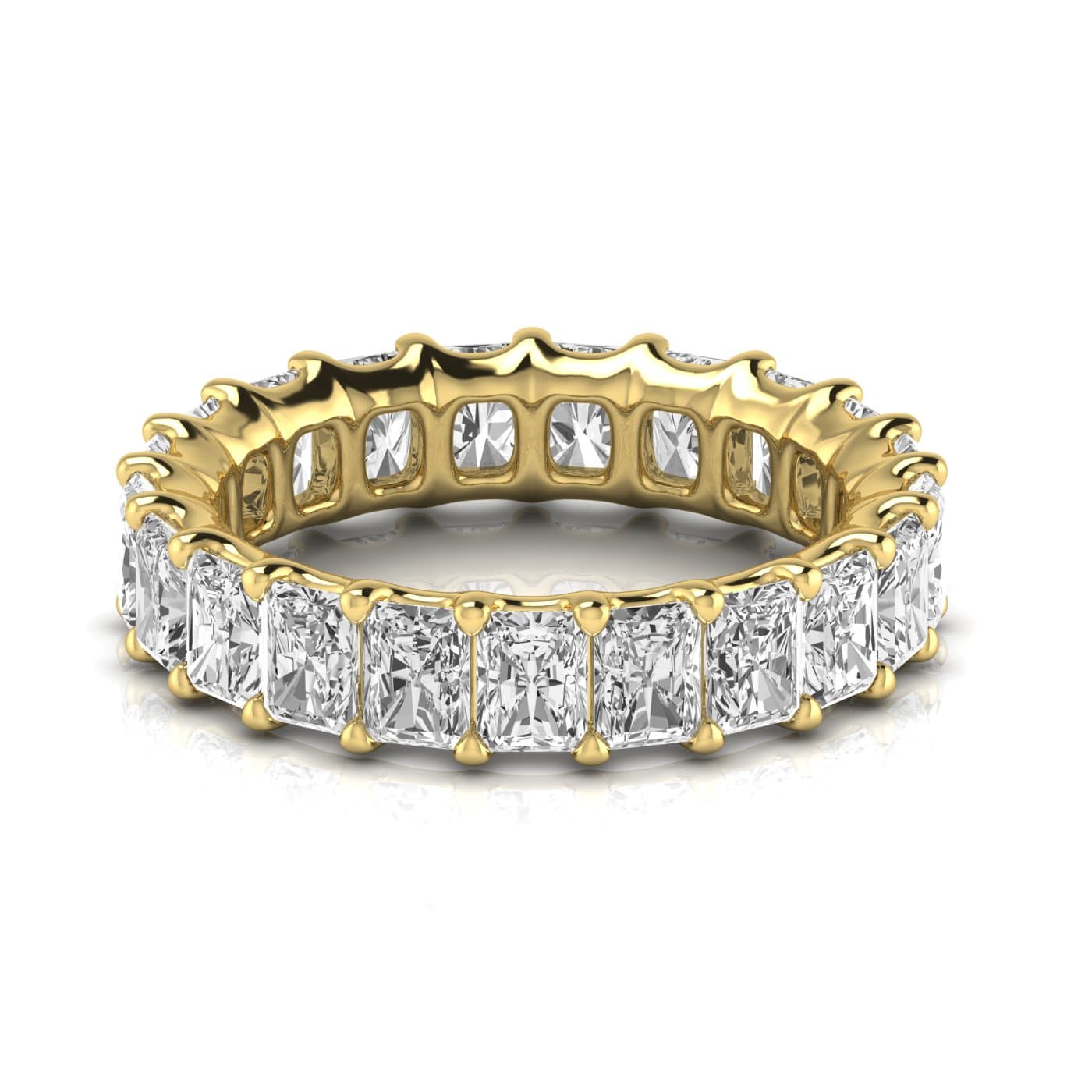 Full Eternity Radiant Diamond Wedding Band (5 ct. tw.), Side view in yellow gold