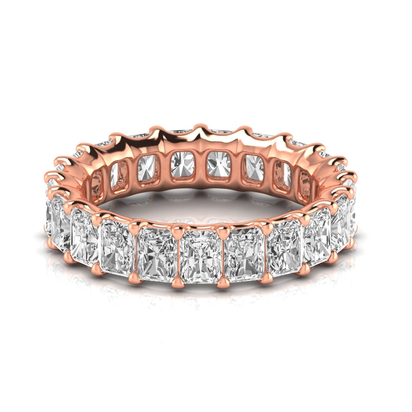Full Eternity Radiant Diamond Wedding Band (5 ct. tw.), Side view in rose gold