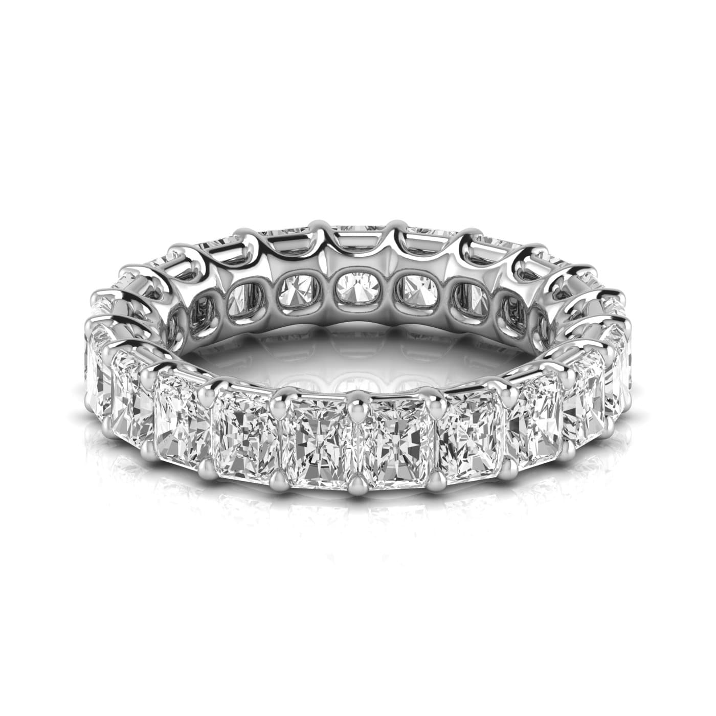 Full Eternity Radiant Diamond Wedding Band (6.6 ct. tw.), Side view in white gold or platinum