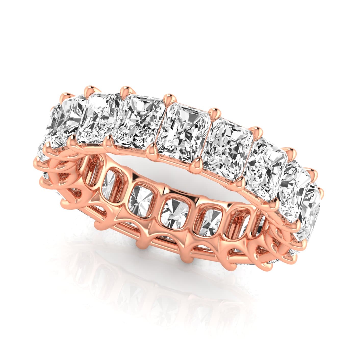 Full Eternity Radiant Diamond Wedding Band (9 ct. tw.), Front view in rose gold