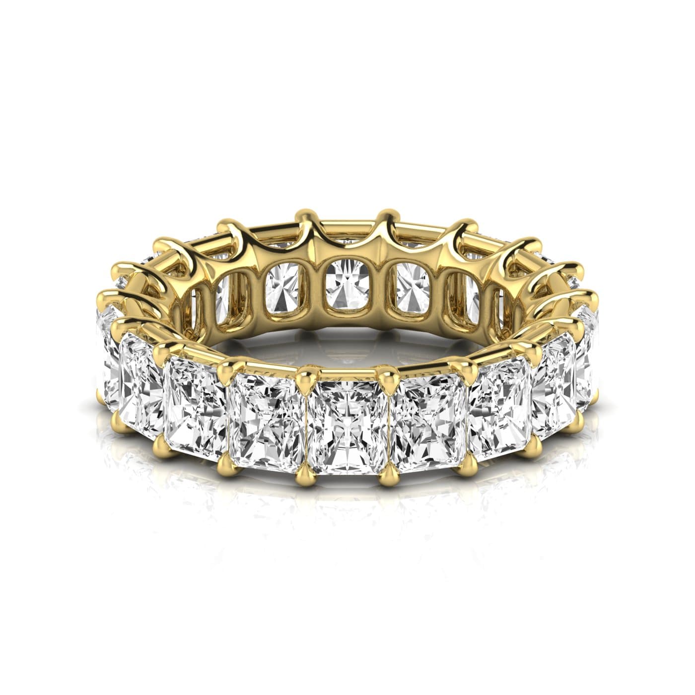 Full Eternity Radiant Diamond Wedding Band (9 ct. tw.), Side view in yellow gold