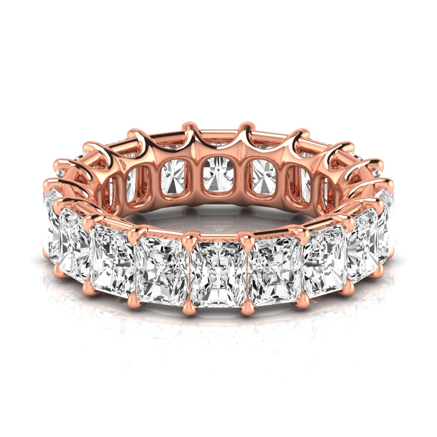 Full Eternity Radiant Diamond Wedding Band (9 ct. tw.), Side view in rose gold