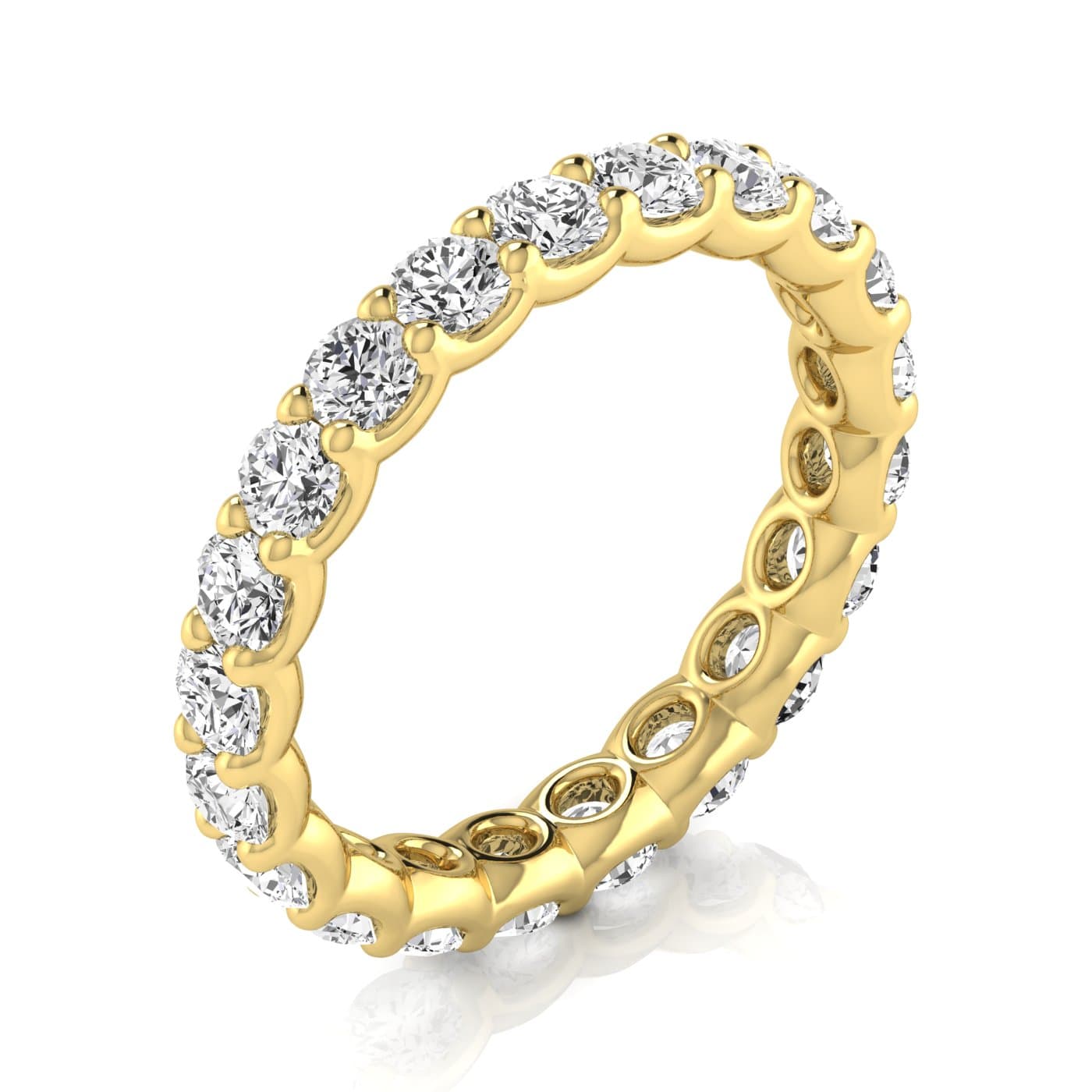 Round Diamond Eternity Band (2 ct. tw.), On hand view in yellow gold