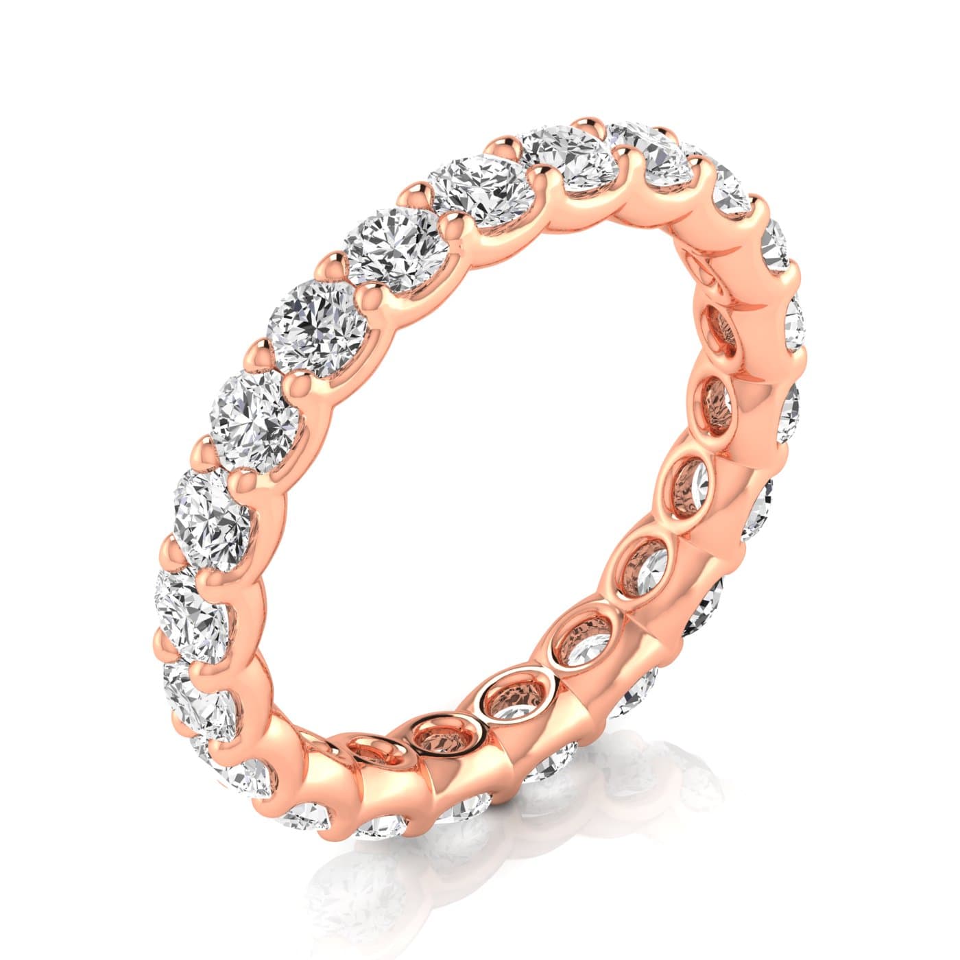 Round Diamond Eternity Band (2 ct. tw.), On hand view in rose gold