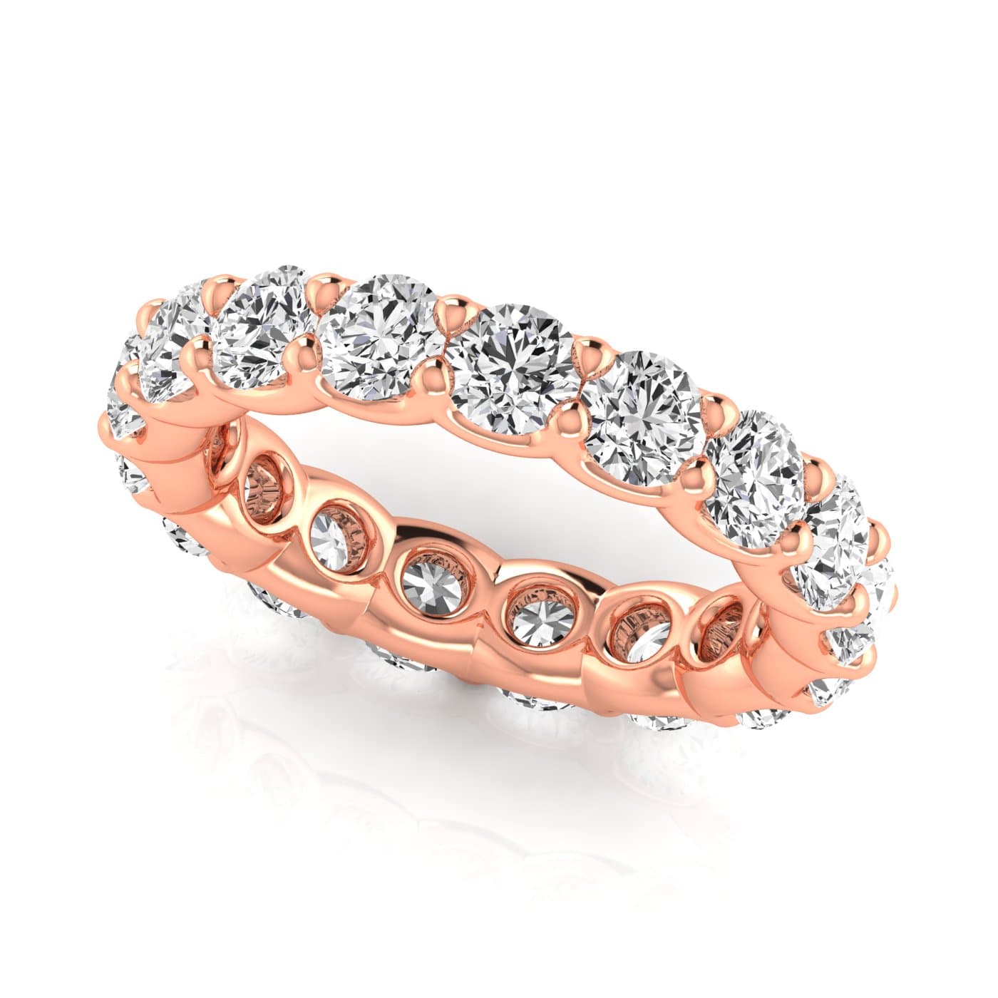 Round Diamond Eternity Band (3.2 ct. tw.), Front view in rose gold