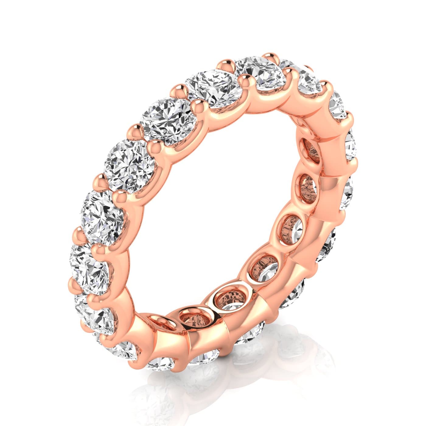 Round Diamond Eternity Band (3.2 ct. tw.), On hand view in rose gold