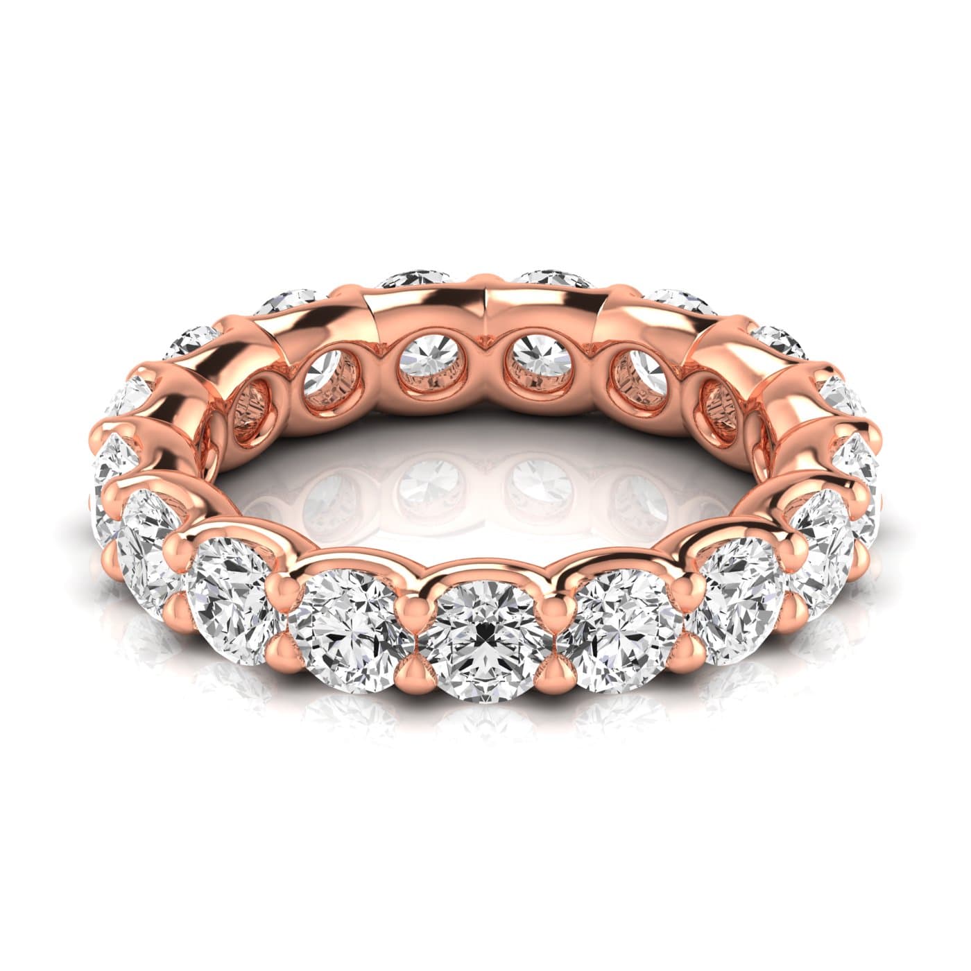 Round Diamond Eternity Band (3.2 ct. tw.), Side view in rose gold