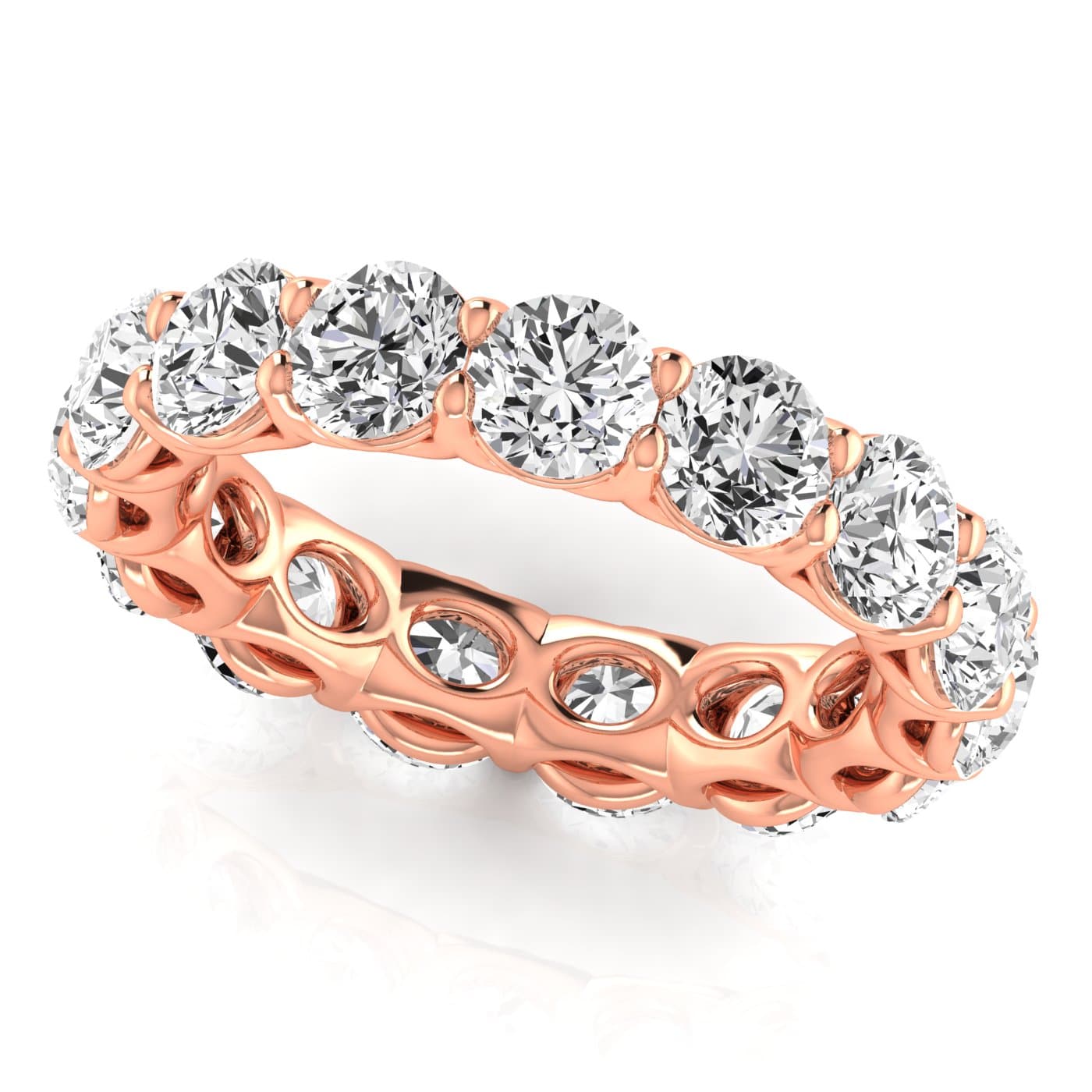 Round Diamond Eternity Band (4.72 ct. tw.), Front view in rose gold