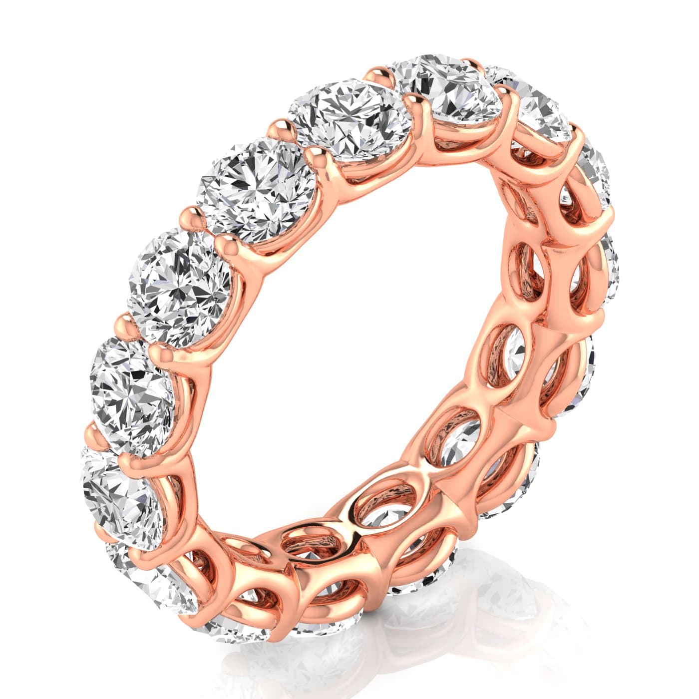 Round Diamond Eternity Band (4.72 ct. tw.), On hand view in rose gold