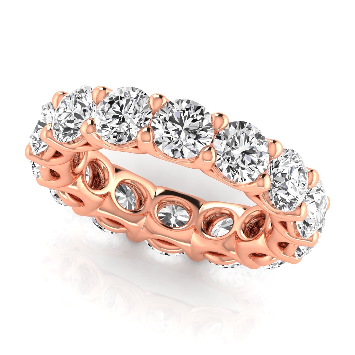 Round Diamond Eternity Band (6.7 ct. tw.), Front view in rose gold
