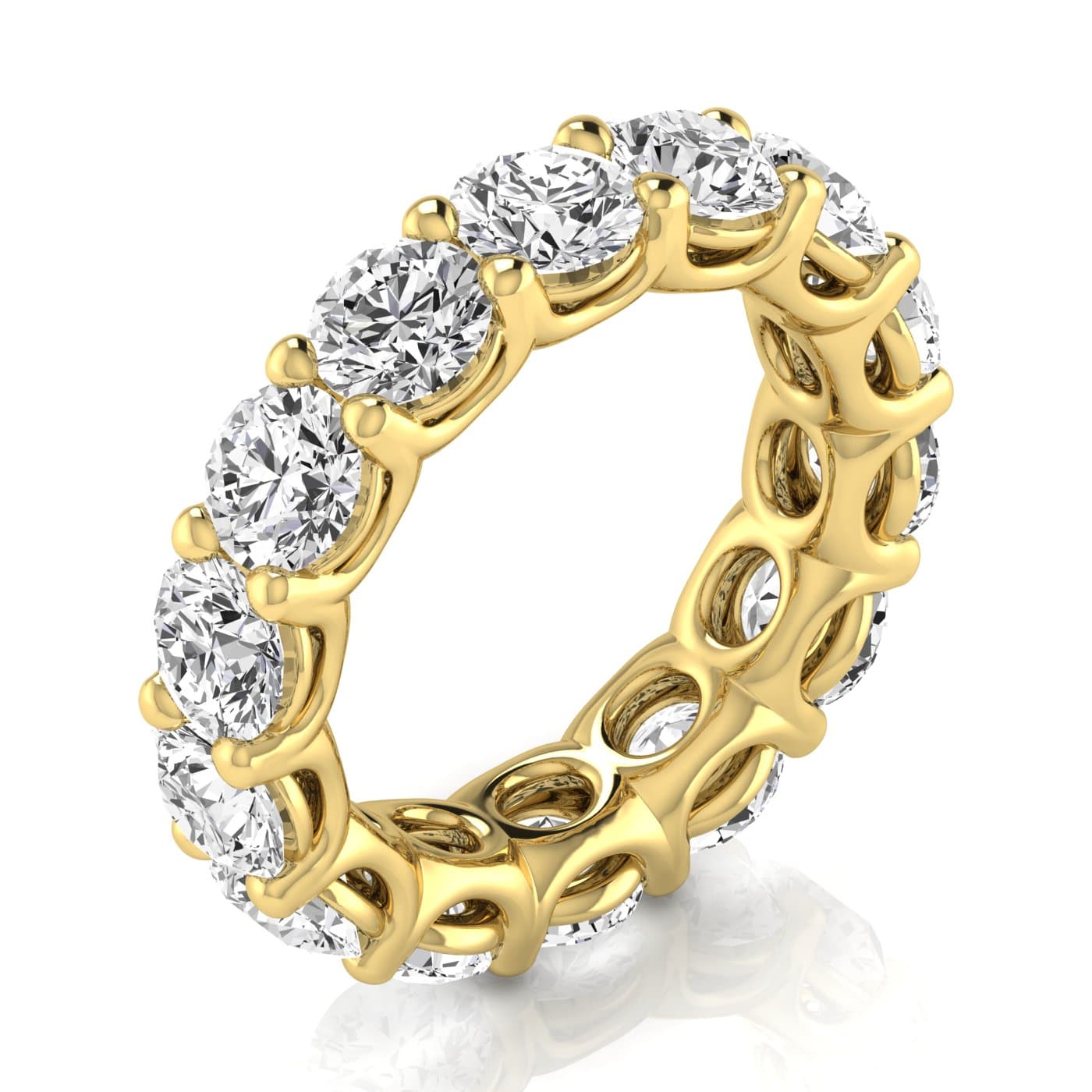 Round Diamond Eternity Band (7.21 ct. tw.), On hand view in yellow gold