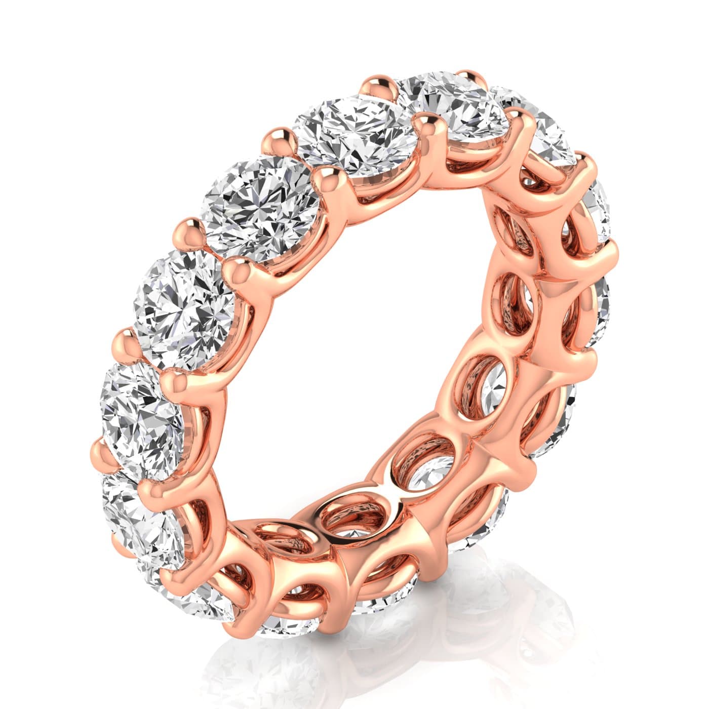 Round Diamond Eternity Band (6.7 ct. tw.), On hand view in rose gold