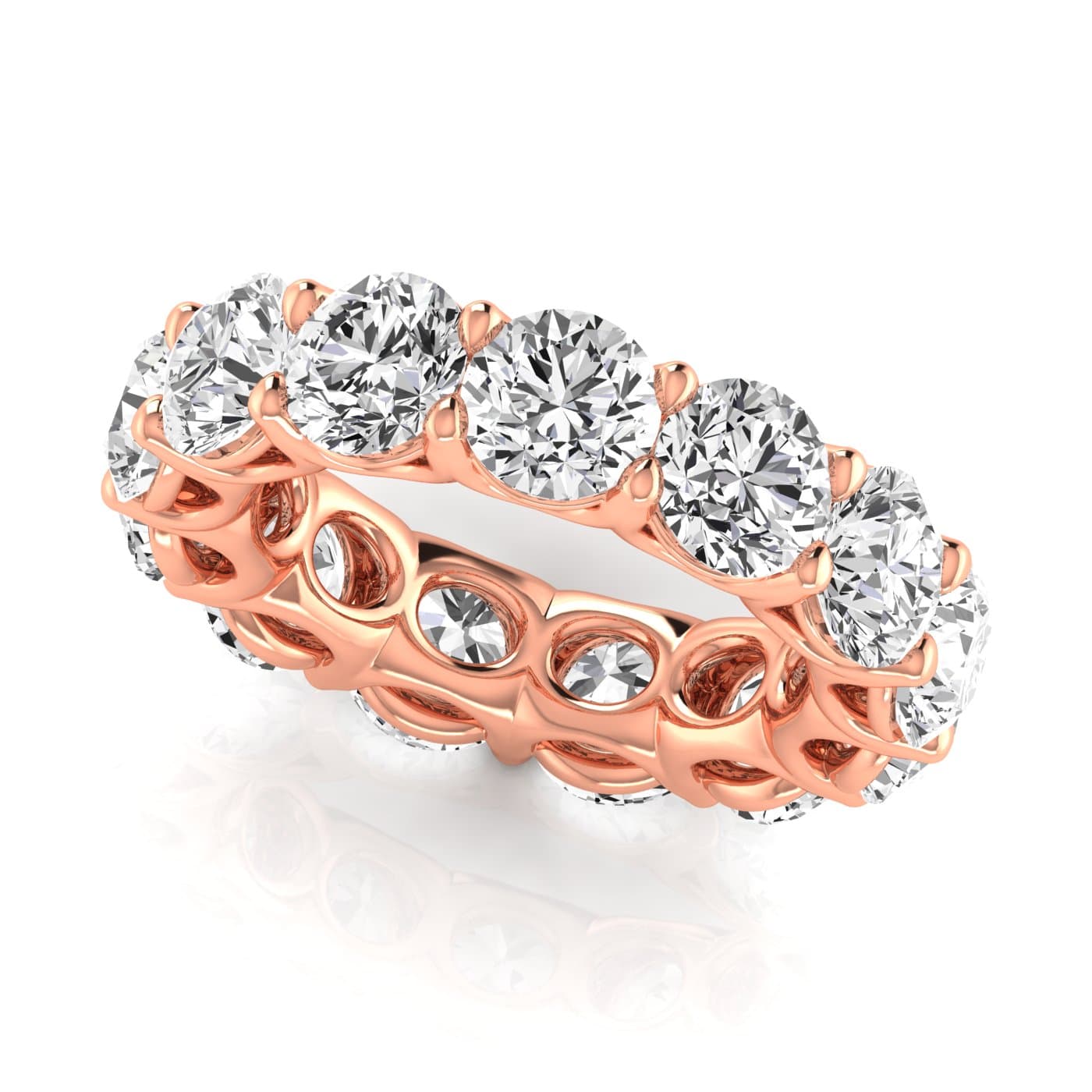 Round Diamond Eternity Band (7.92 ct. tw.), Front view in rose gold