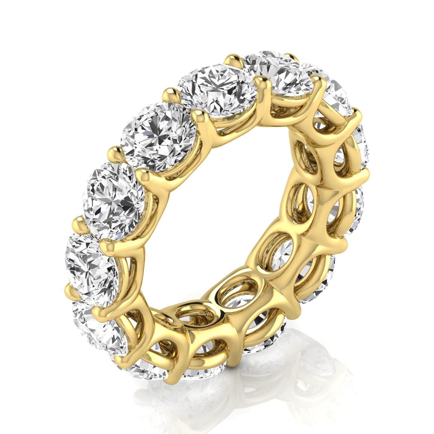 Round Diamond Eternity Band (8 5/8 ct. tw.), On hand view in yellow gold