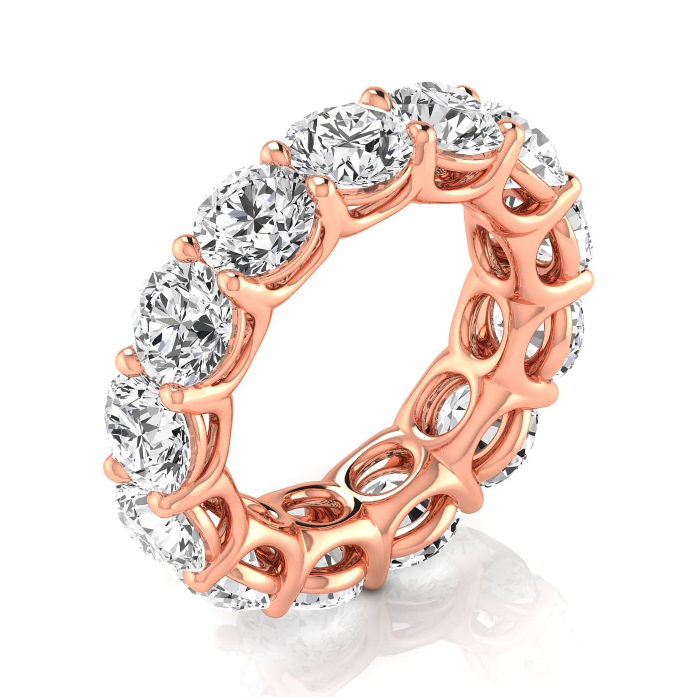 Round Diamond Eternity Band (7.92 ct. tw.), On hand view in rose gold