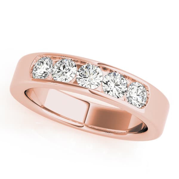 5 Stone Channel Band (1/2 ct. tw.), Front view in rose gold