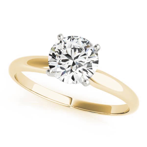 4 prong Round Solitaire, style F1619, Front view in yellow gold