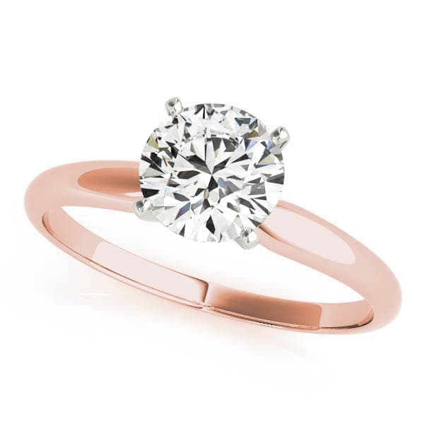 4 prong Round Solitaire, style F1619, Front view in rose gold