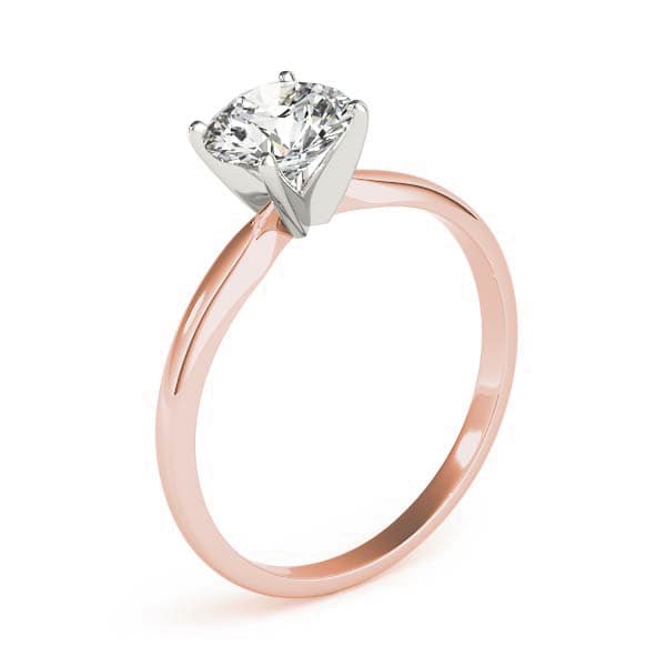 4 prong Round Solitaire, style F1619, Angle view in rose gold