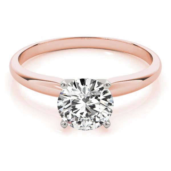 4 prong Round Solitaire, style F1619, On hand view in rose gold
