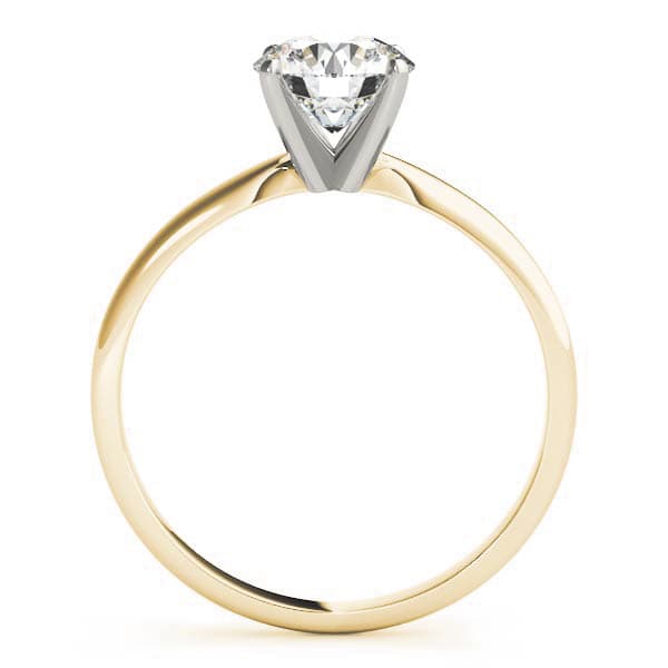 4 prong Round Solitaire, style F1619, Side view in yellow gold