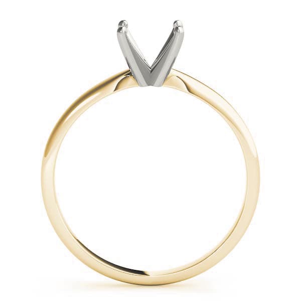 4 prong Round Solitaire, style F1619, Top view in yellow gold