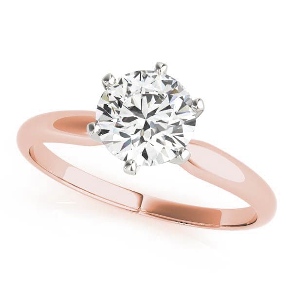 6 prong Round Solitaire, style F1620, Front view in rose gold
