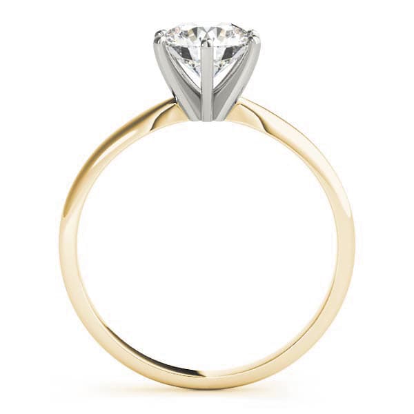 6 prong Round Solitaire, style F1620, Side view in yellow gold