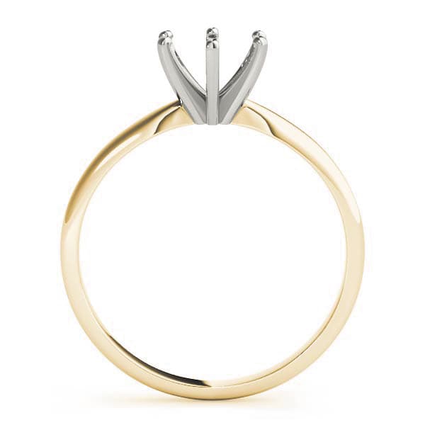6 prong Round Solitaire, style F1620, Top view in yellow gold