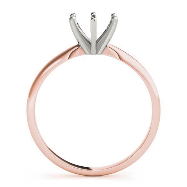 6 prong Round Solitaire, style F1620, Top view in rose gold
