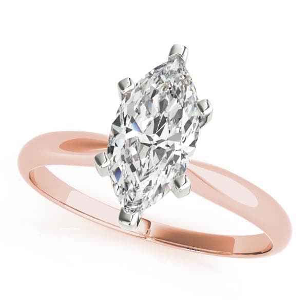 Solitaire Marquise Engagement Ring, style F1621, Front view in rose gold