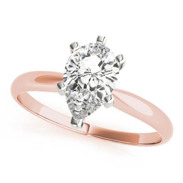 Solitaire Pear Engagement Ring, style F1622, Front view in rose gold