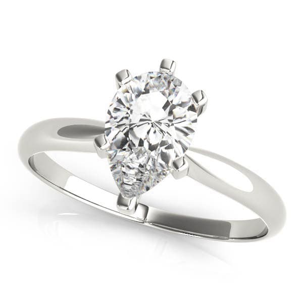 Solitaire Pear Shape Engagement Ring — style F1622 in 14k White Gold