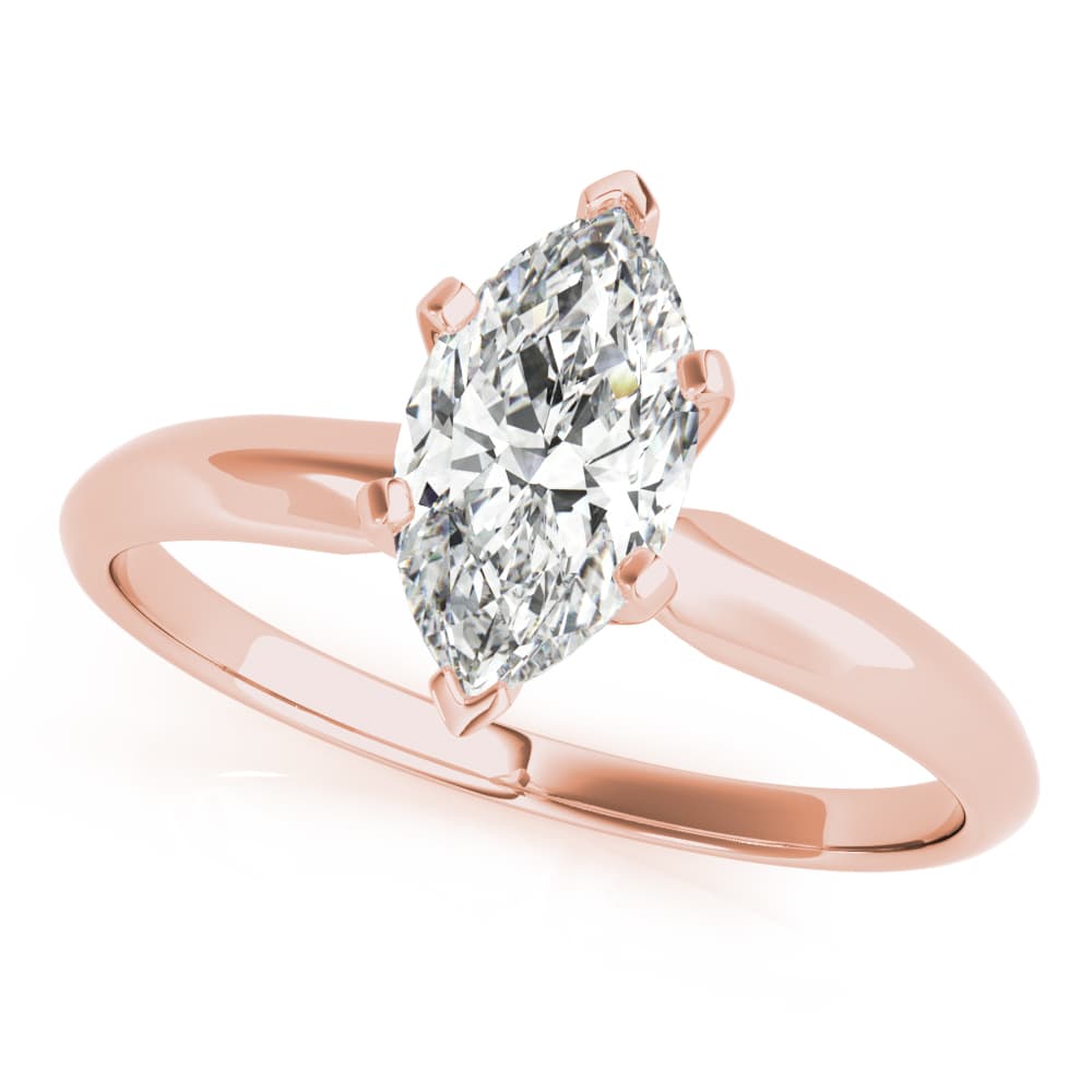 Solitaire Pear Engagement Ring, style F1623, Front view in rose gold