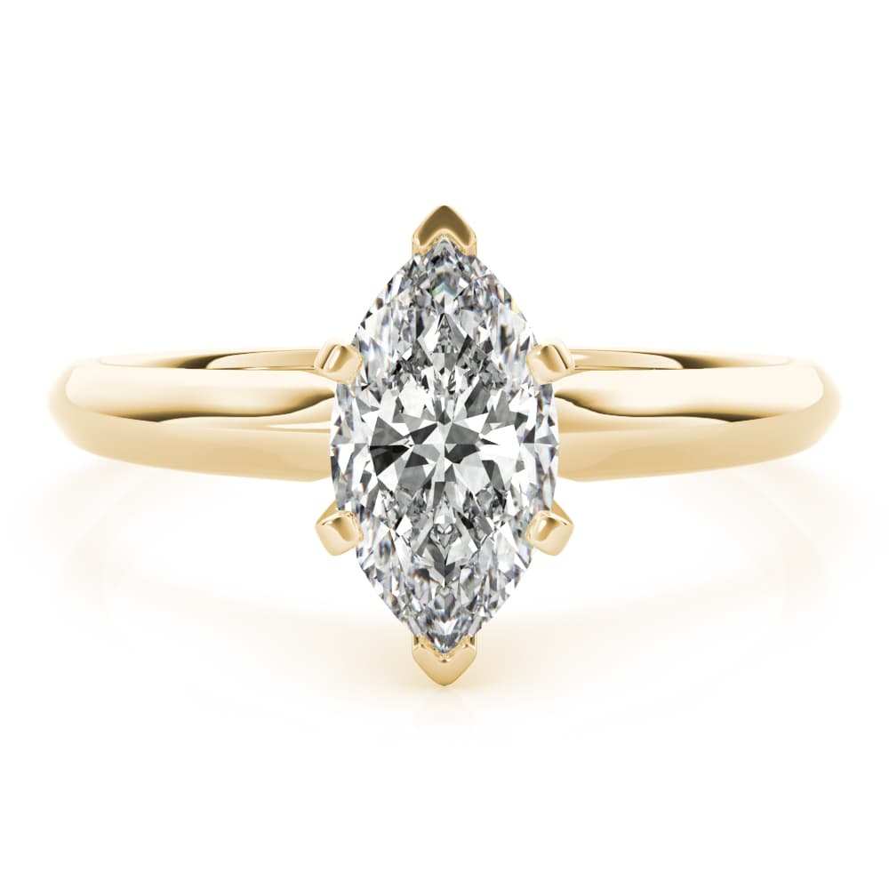 Solitaire Pear Engagement Ring, style F1623, On hand view in yellow gold