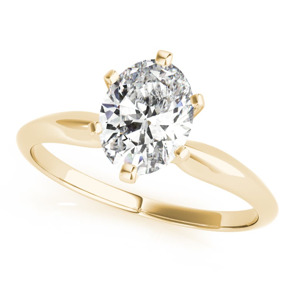 Solitaire Oval Engagement Ring, style F1624, Front view in yellow gold