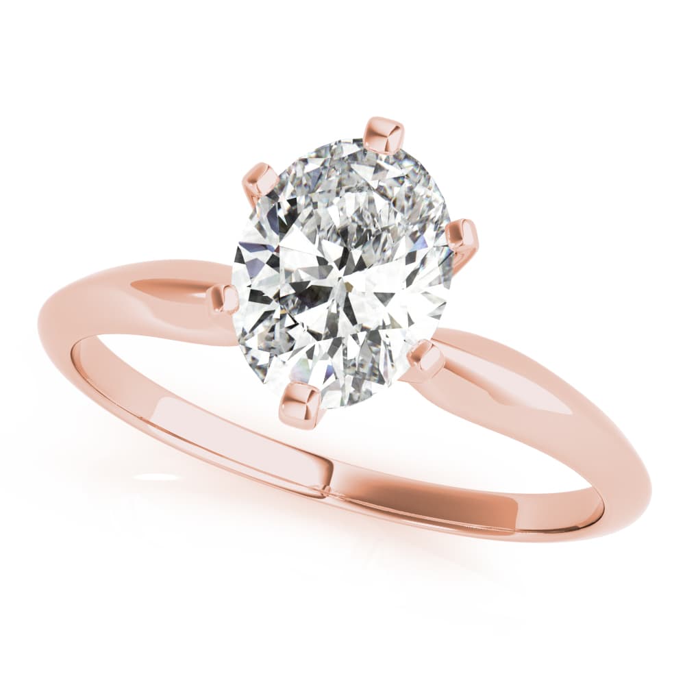 Solitaire Oval Engagement Ring, style F1624, Front view in rose gold