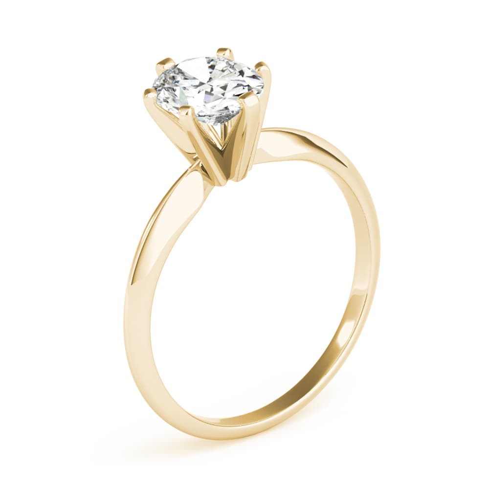 Solitaire Oval Engagement Ring, style F1624, Angle view in yellow gold