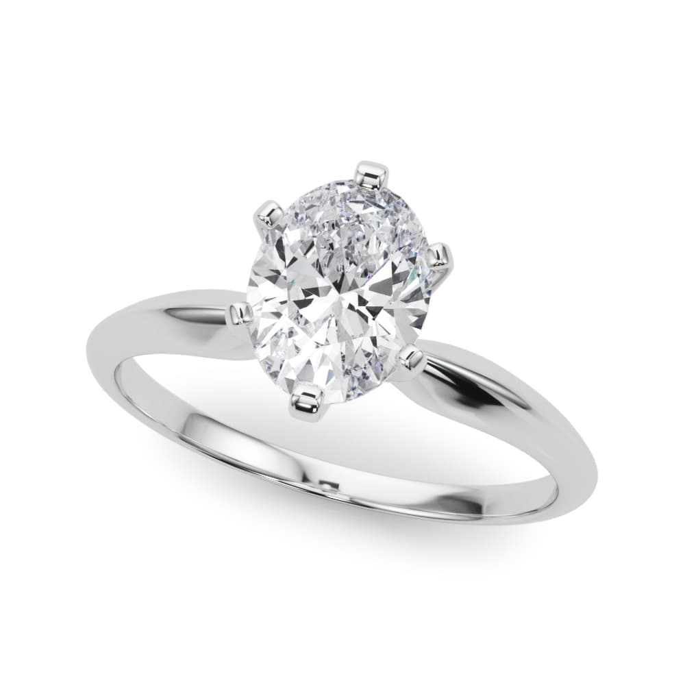 Solitaire Oval Shape Engagement Ring — style F1624 in 14k White Gold