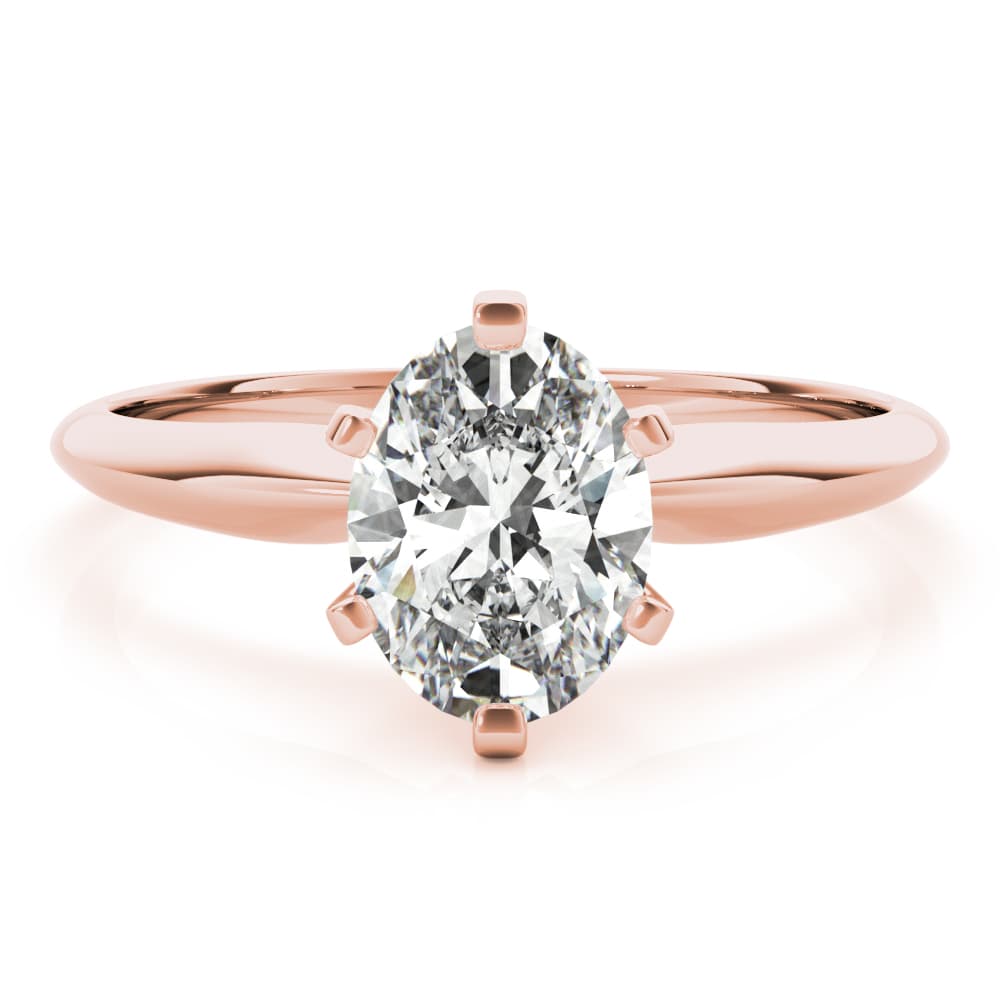 Solitaire Oval Engagement Ring, style F1624, On hand view in rose gold