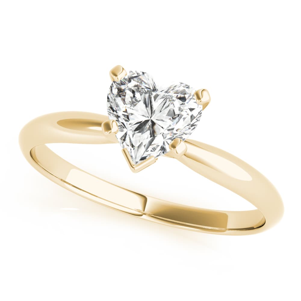 Solitaire Heart Engagement Ring, style F1625, Front view in yellow gold