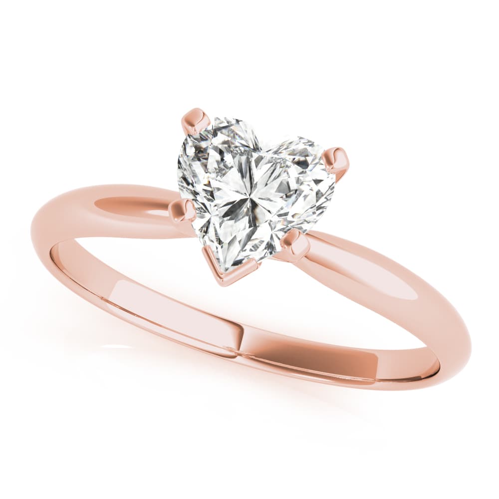 Solitaire Heart Engagement Ring, style F1625, Front view in rose gold