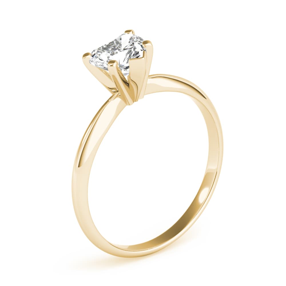 Solitaire Heart Engagement Ring, style F1625, Angle view in yellow gold