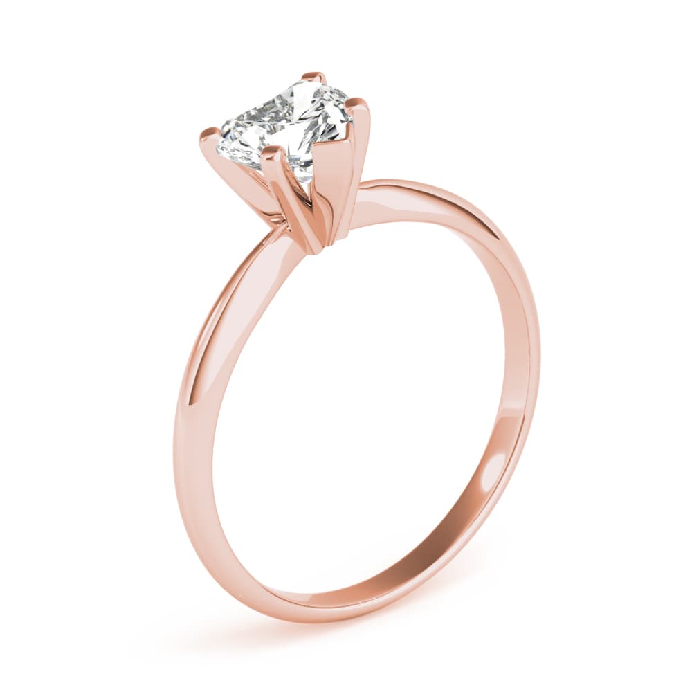 Solitaire Heart Engagement Ring, style F1625, Angle view in rose gold