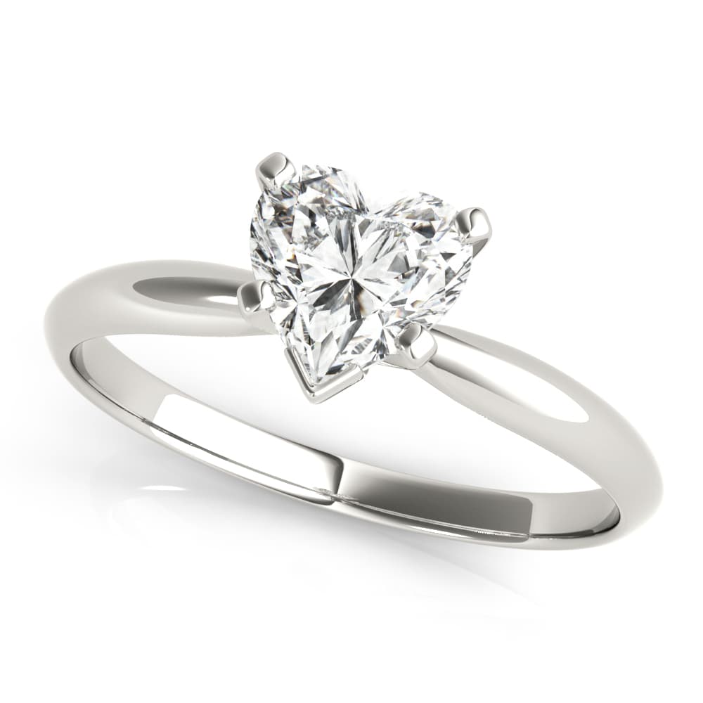 Solitaire Heart Shape Engagement Ring — style F1625 in 14k White Gold