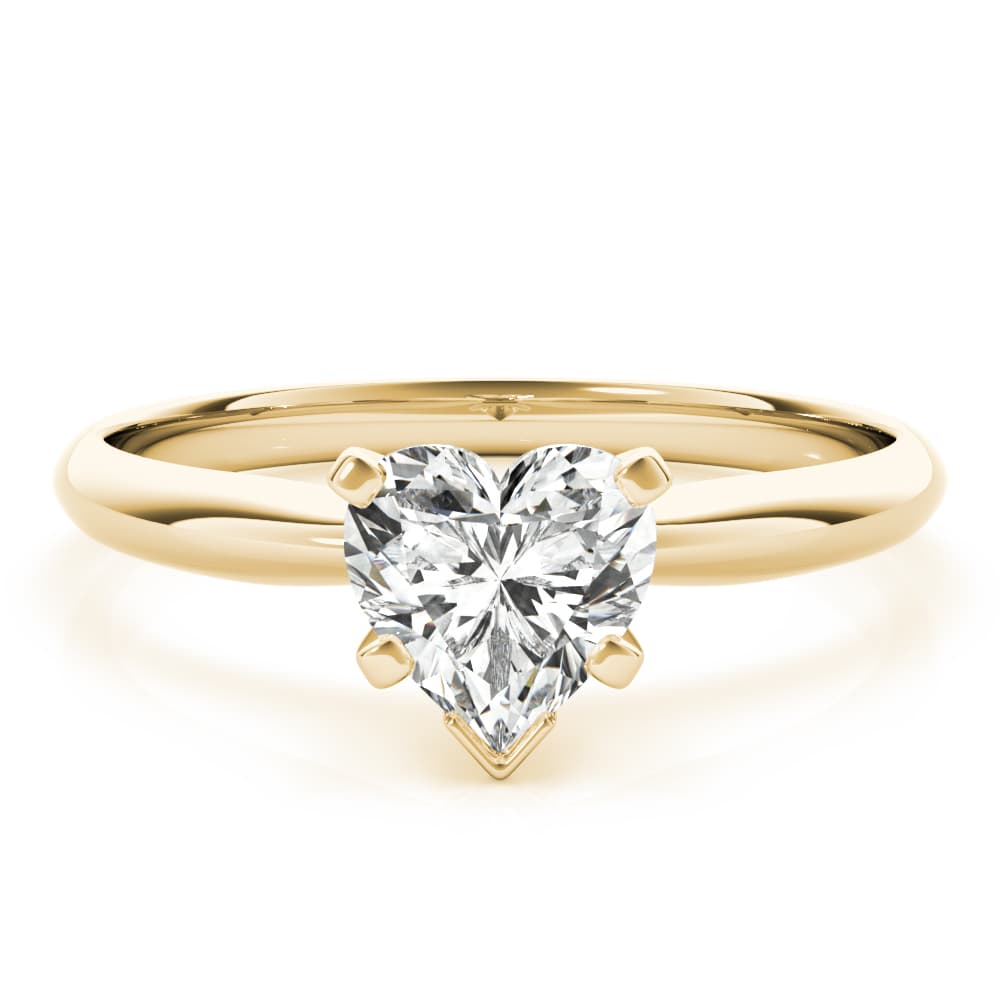 Solitaire Heart Engagement Ring, style F1625, On hand view in yellow gold